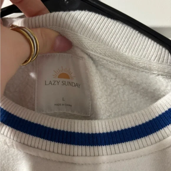 Sunday White and Blue Crewneck Sweater - Picture 2 of 3